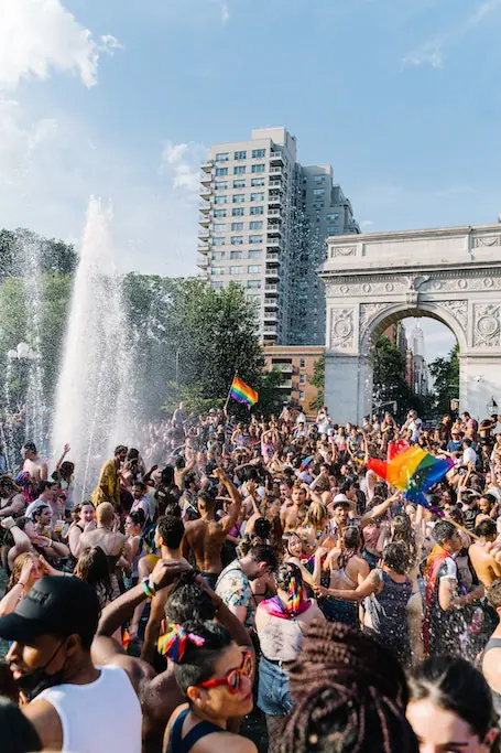 Crowd in Madison Square Park Pride March