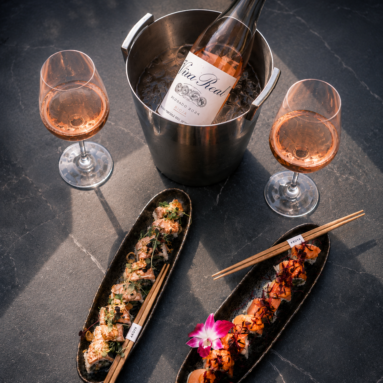 Sushi and wine